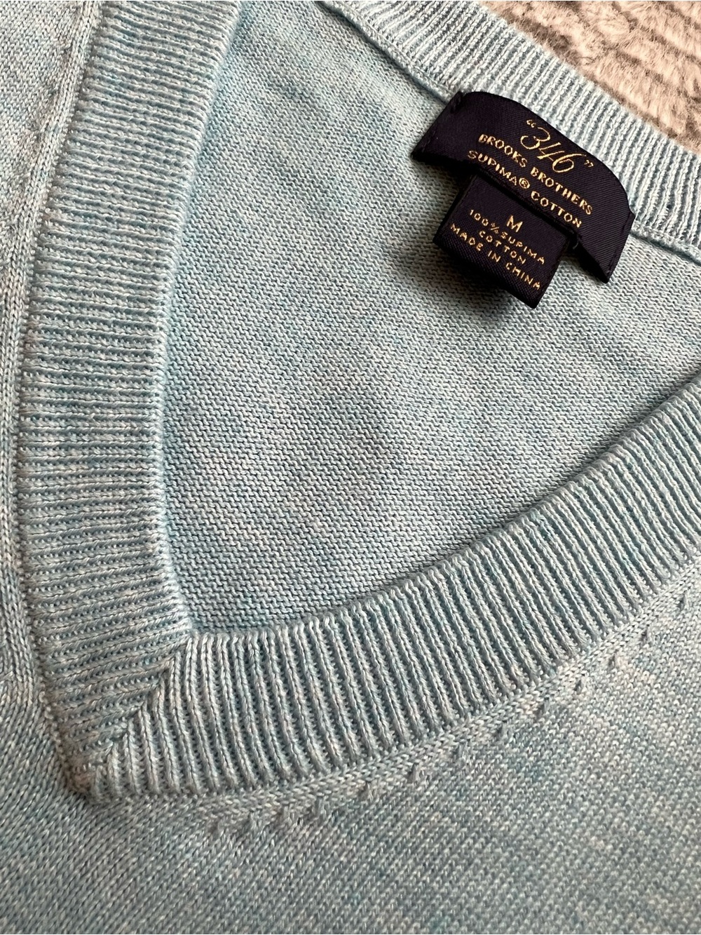 Brooks Brothers Men's Light Blue V-Neck Supima Cotton Sweater